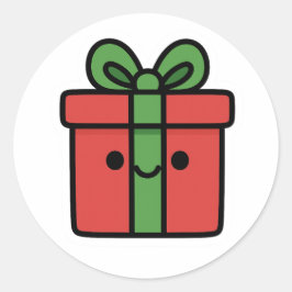 Pegatina Redonda Regalo de Navidad