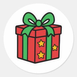 Pegatina Redonda Regalo de Navidad