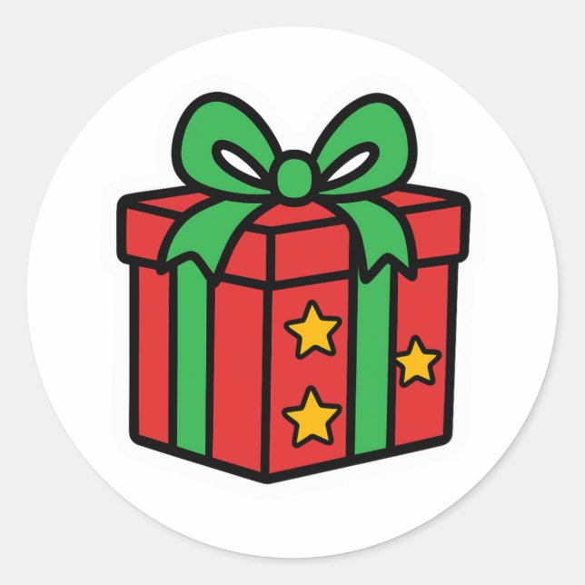 Pegatina Redonda Regalo de Navidad (Anverso)