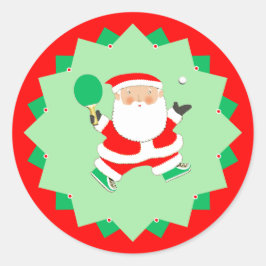 Pegatina Redonda Regalo de Navidad de Ping-Pong