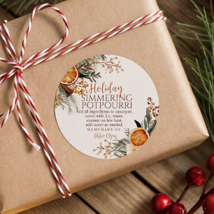 Pegatina Redonda Regalo de Navidad de Potpourrí de Hervido Navideño