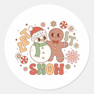 Pegatina Redonda Regalo de Navidad Dejar que nieve