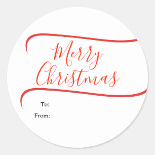 Pegatina Redonda Regalo de Navidad elegante con caligrafía