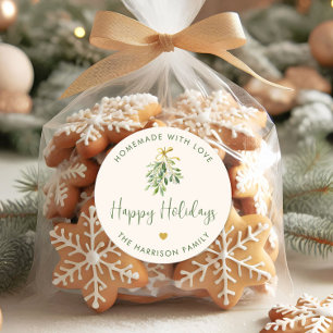 Pegatina Redonda Regalo de Navidad hecho en casa con amor