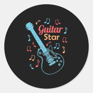 Pegatina Redonda Regalo de Navidad Orgullosa Estrella Guitariana