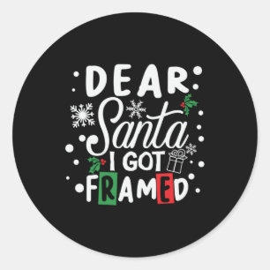 Pegatina Redonda Regalo De Navidad Querido Papá Noel Que Me Enmarc