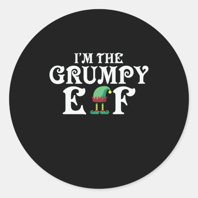 Pegatina Redonda Regalo De Navidad Soy El Grumpy Elf (Anverso)