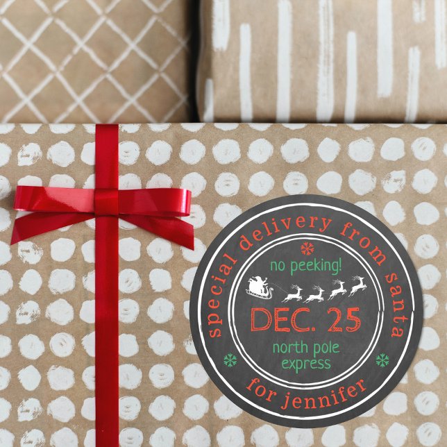 Pegatina Redonda Regalo de Navidades de envío especial del Polo Nor (Subido por el creador)