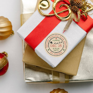 Pegatina Redonda Regalo de Navidades de envío especial del Polo Nor
