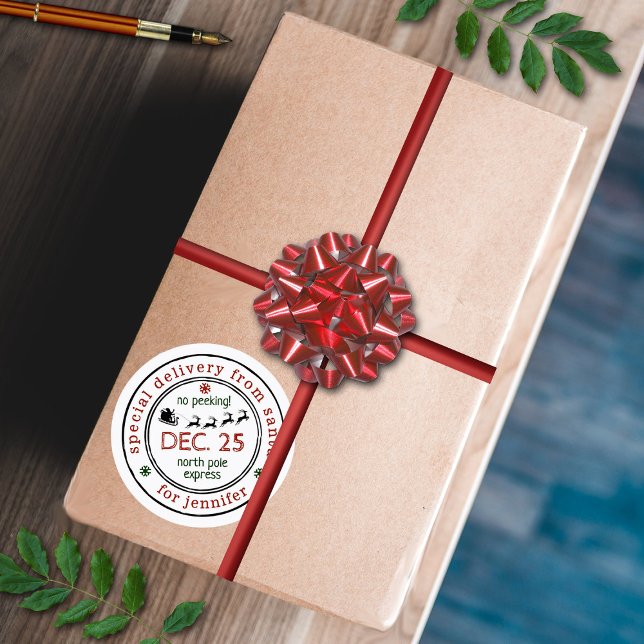 Pegatina Redonda Regalo de Navidades de envío especial del Polo Nor (Subido por el creador)