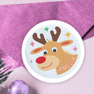 Pegatina Redonda Regalo de Navidades de nombres de renos pequeños