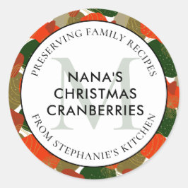 Pegatina Redonda Regalo de Navidades de recetas familiares