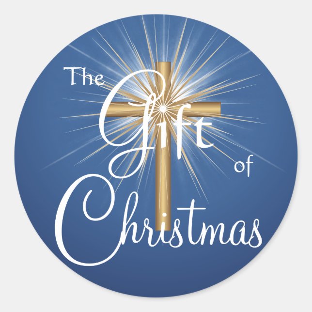 Pegatina Redonda Regalo de Navidades entre pegatinas (Anverso)