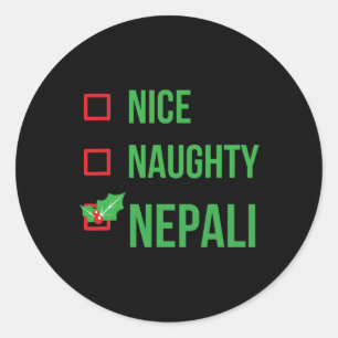 Pegatina Redonda Regalo de Navidades nepalíes de Pajama graciosos