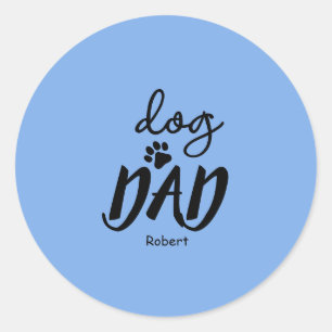 Pegatina Redonda Regalo de nombre personalizado para Papá Perro