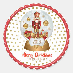 Pegatina Redonda Regalo de nueces de vacaciones para navidades