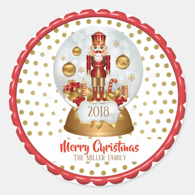 Pegatina Redonda Regalo de nueces de vacaciones para navidades (Anverso)