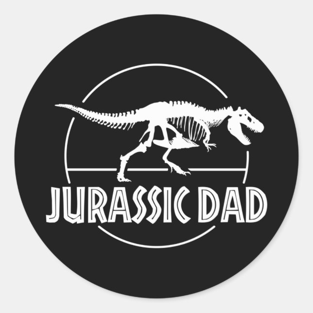Pegatina Redonda Regalo de papá de dinosaurio Jurásico (Anverso)