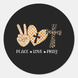 Pegatina Redonda Regalo de Paz Amor Reza Fe Cristiana para Mujeres