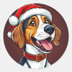 Pegatina Redonda Regalo de perro Beagle de Navidad 🎄 para amantes