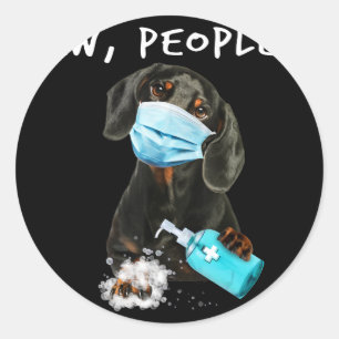 Pegatina Redonda Regalo de perro   Dachshund Ew People Usando Una M