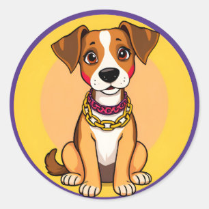 Pegatina Redonda 🐶 Regalo de perro de dibujos animados para amante