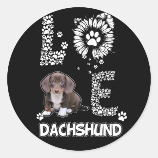Pegatina Redonda Regalo de perro | Flor De Dachshund