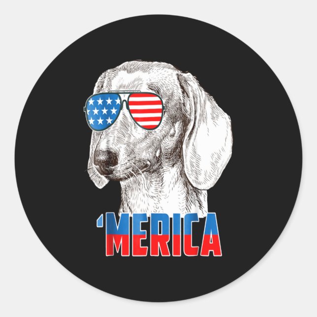 Pegatina Redonda Regalo de perro | Guay Dachshund 'Merica (Anverso)
