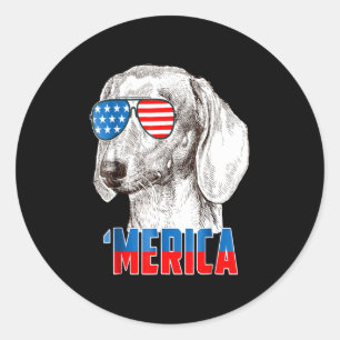Pegatina Redonda Regalo de perro Guay Dachshund 'Merica