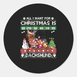 Pegatina Redonda Regalo de perro | Navidades Dachshund