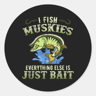 Pegatina Redonda Regalo de pesca de muskellunge Camiseta de muskell
