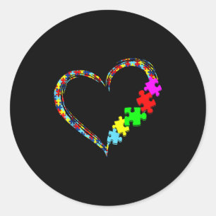Pegatina Redonda Regalo de pieza de rompecabezas de corazón de amor