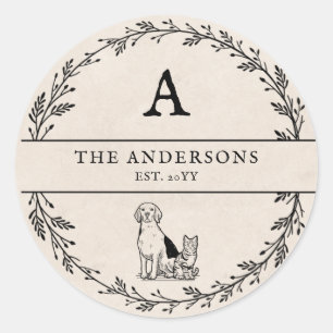 Pegatina Redonda Regalo de recién casados minimalista beige neutro 