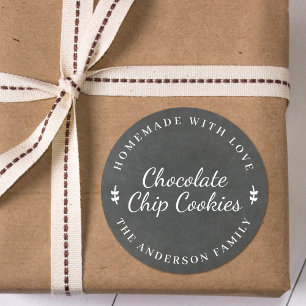 Pegatina Redonda Regalo de repostería personalizado en pizarra clás
