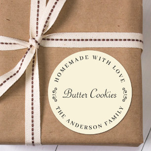 Pegatina Redonda Regalo de repostería personalizado hecho con amor