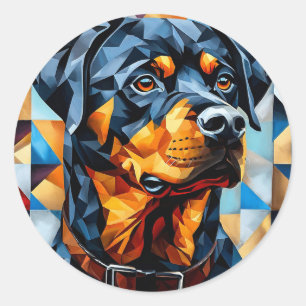 Pegatina Redonda 🖤 Regalo de Rottweiler para amantes de los perros