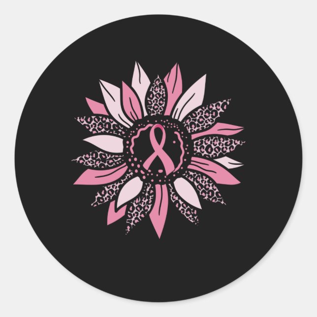 Pegatina Redonda Regalo de sensibilización sobre el cáncer de seno  (Anverso)