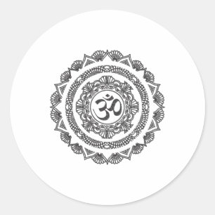 Pegatina Redonda Regalo de símbolo Om Mandala Yoga Buda Yogi 