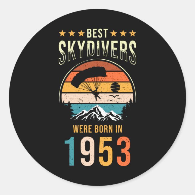 Pegatina Redonda Regalo de Skydiver (Anverso)