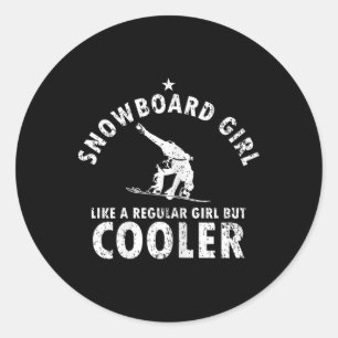 Pegatina Redonda Regalo De Snowboard Para El Chica Snowboard Winter