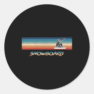 Pegatina Redonda Regalo de Snowboard Retro Vintage Snowboard