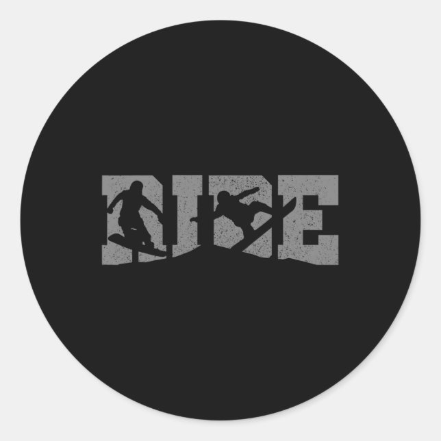 Pegatina Redonda Regalo de Snowboard Ride Snowboard (Anverso)