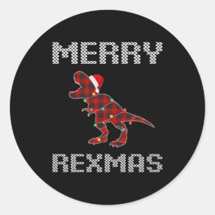 Pegatina Redonda regalo de t-rex alegre rexmas para ella