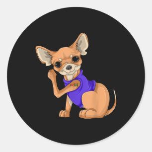 Pegatina Redonda Regalo de tatuaje de perro Diseño animal Chihuahua