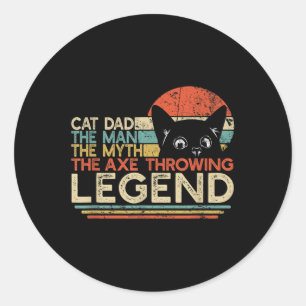Pegatina Redonda Regalo De Tirador Ax Para Hombres _ Hombre De Gato