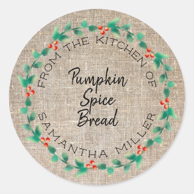 Pegatina Redonda Regalo de tratamientos de cocina de invierno rústi (Anverso)