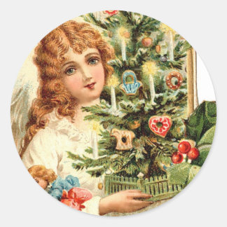 Pegatina Redonda Regalo de un ángel a los Navidades
