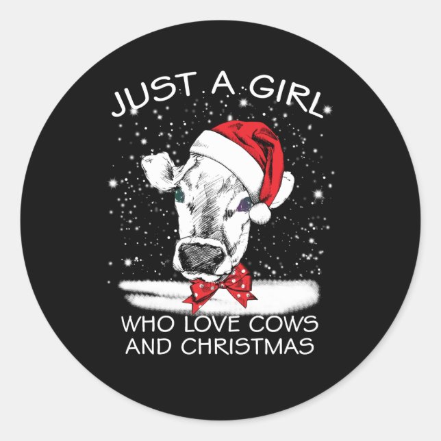 Pegatina Redonda Regalo de vaca | Sólo Un Chica Que Ama Las Vacas Y (Anverso)