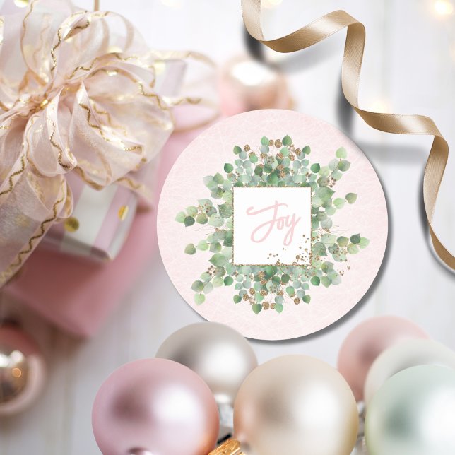 Pegatina Redonda Regalo de vacaciones de alegría del oro rosa dulce (Subido por el creador)