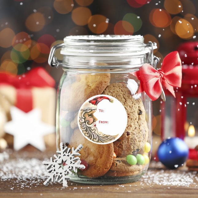 Pegatina Redonda Regalo de vacaciones para Navidades de Santa Luna (Subido por el creador)